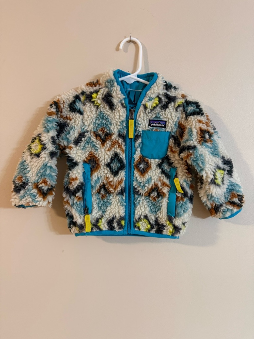 Patagonia Toddler Retro X Fleece Jacket - Blue Multi Pattern 6-12 months